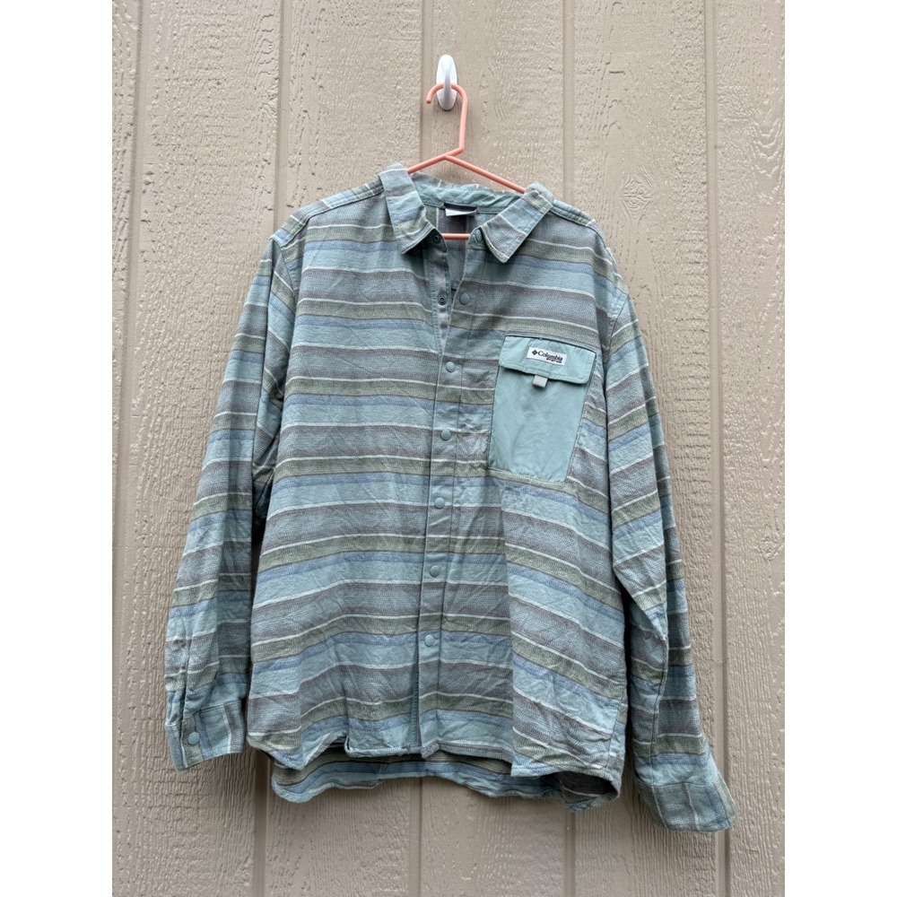 Columbia XXL Shirt PFG Outdoor Gorpcore Cotton Striped Pocket